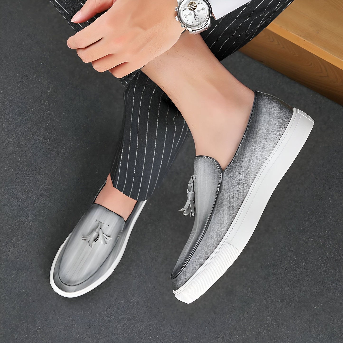 Mocassins Homme Synthétiques à Glands et Semelles