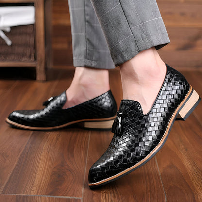 Mocassins Homme Simili Cuir Tressé, Glands Raffinés Pro