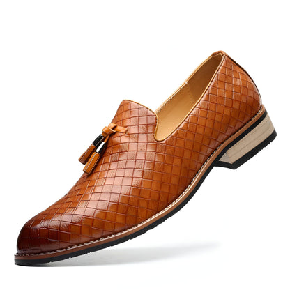 Mocassins Homme Simili Cuir Tressé, Glands Raffinés Pro