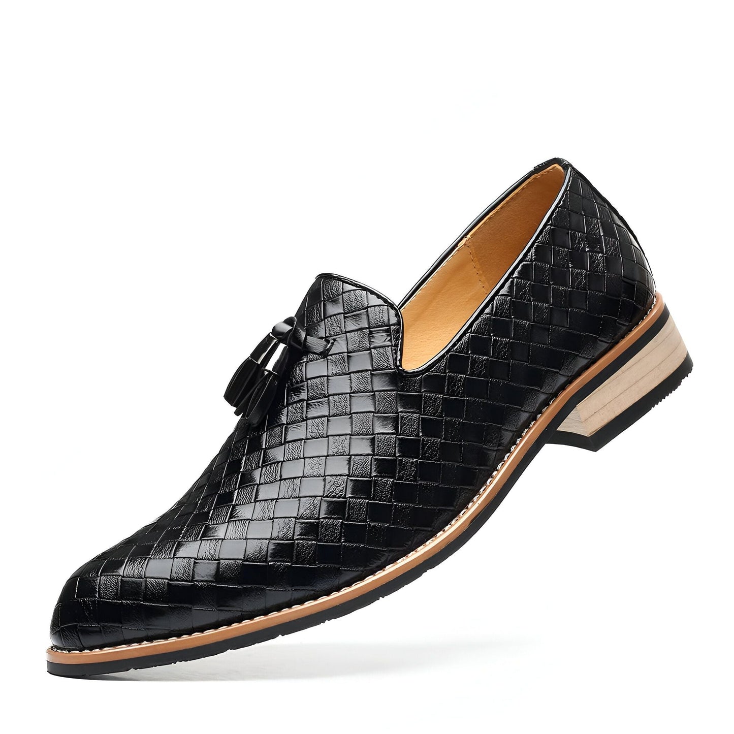 Mocassins Homme Simili Cuir Tressé, Glands Raffinés Pro