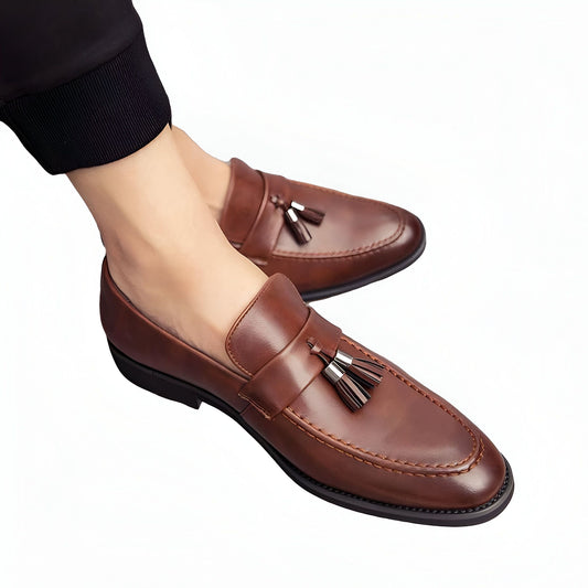 Luxe Mocassins homme cuir végan glands