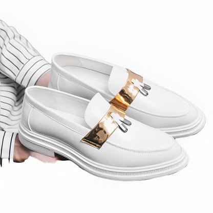 Prestige Mocassins Homme Blancs Vernis à Glands
