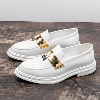 Prestige Mocassins Homme Blancs Vernis à Glands