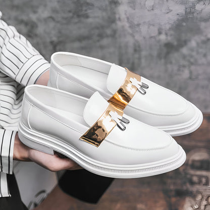 Prestige Mocassins Homme Blancs Vernis à Glands