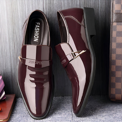 LuxeCuir Mocassins Homme Cuir Verni Noir Épurés
