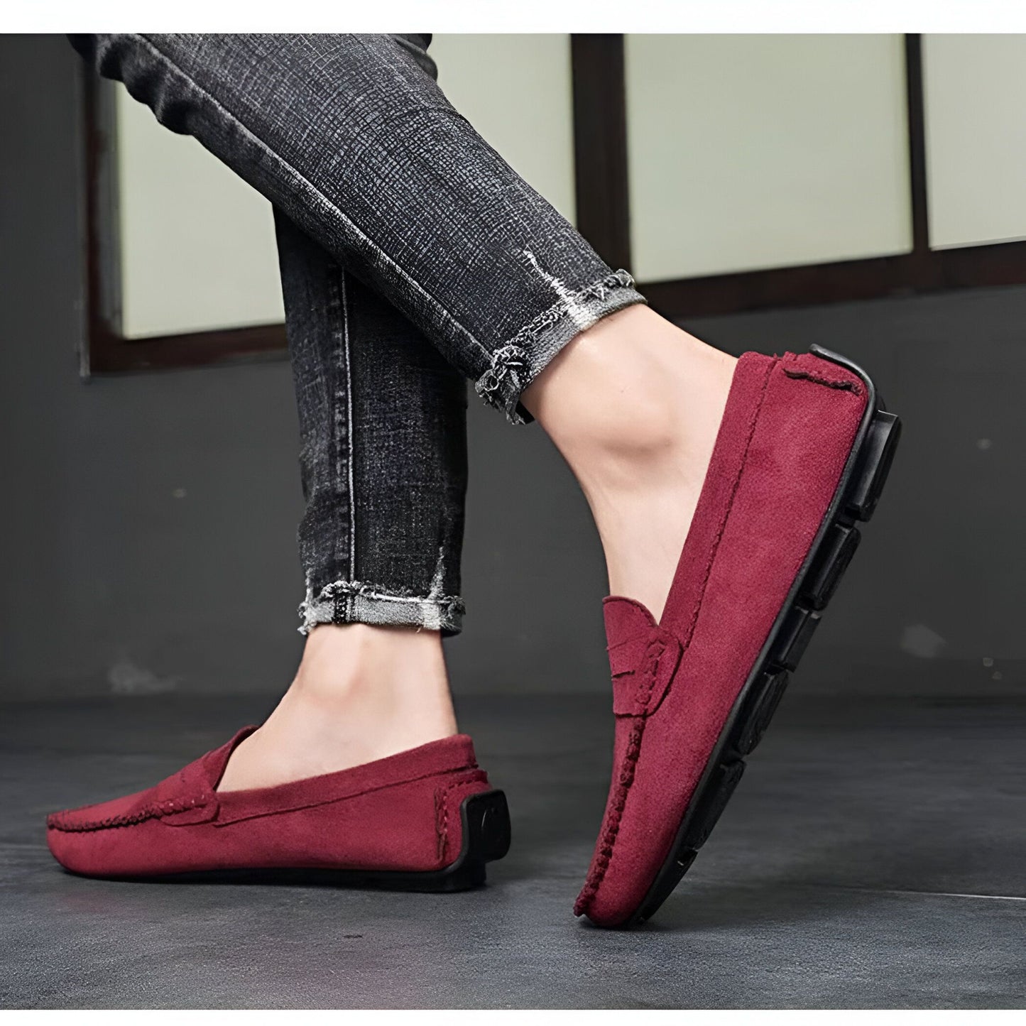 BrandX Mocassins Homme Daim Bordeaux et Marron