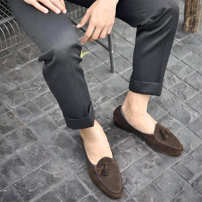 Zen Mocassins Homme Élégants en Daim Véritable à Glands