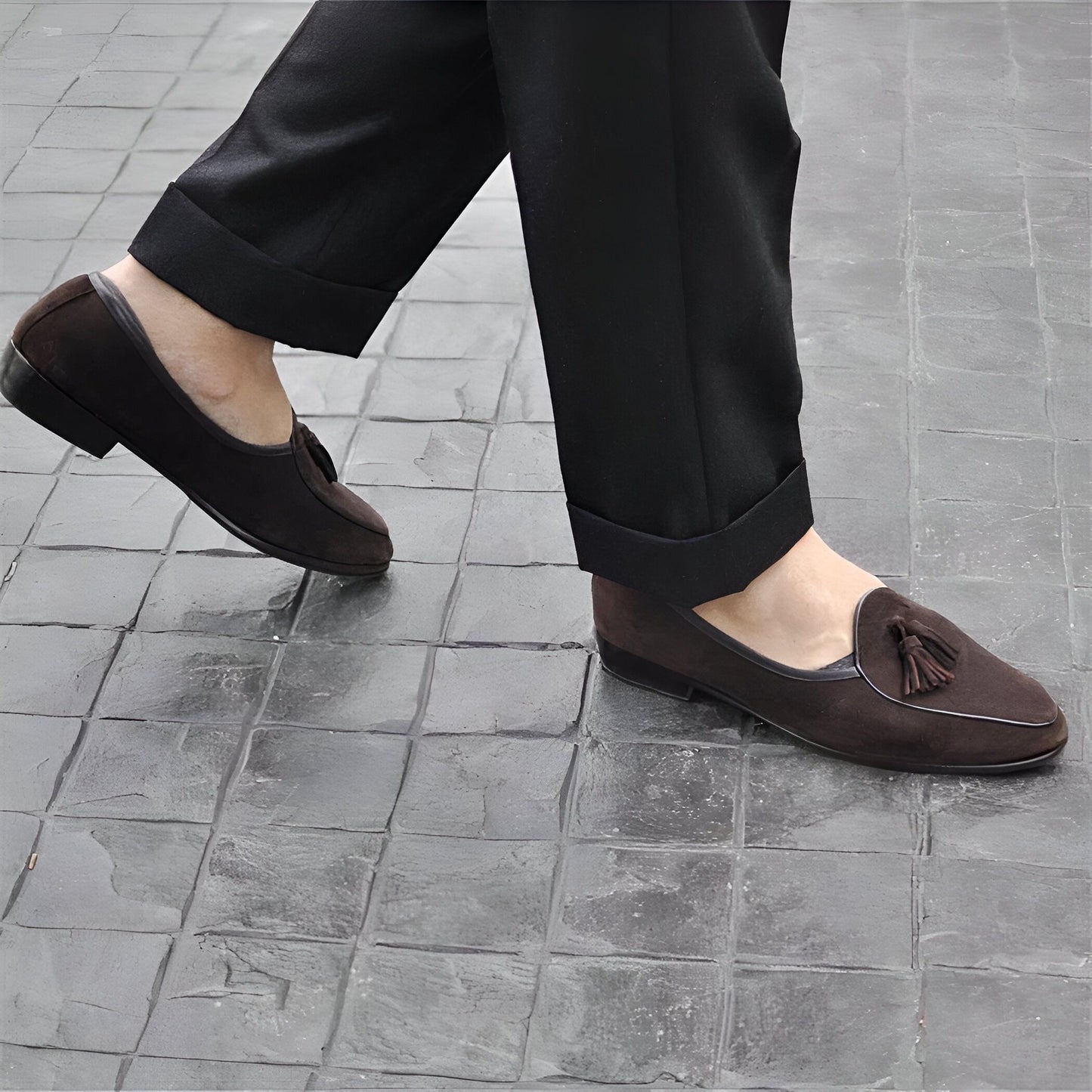 Zen Mocassins Homme Élégants en Daim Véritable à Glands