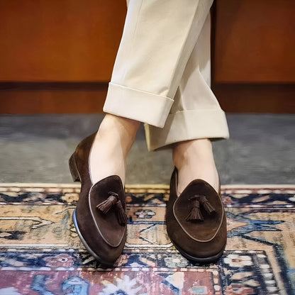 Zen Mocassins Homme Élégants en Daim Véritable à Glands