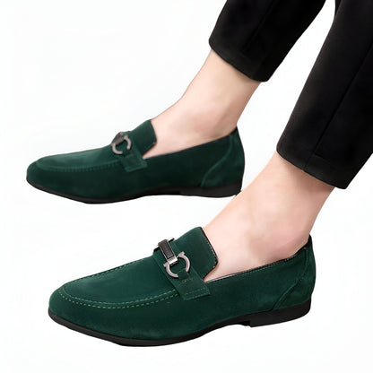 LuxeStep Mocassins Daim Synthétique Chaîne Métal Homme