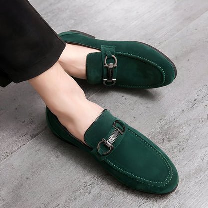 LuxeStep Mocassins Daim Synthétique Chaîne Métal Homme