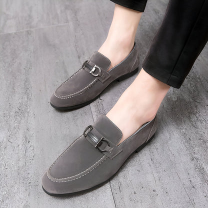 LuxeStep Mocassins Daim Synthétique Chaîne Métal Homme