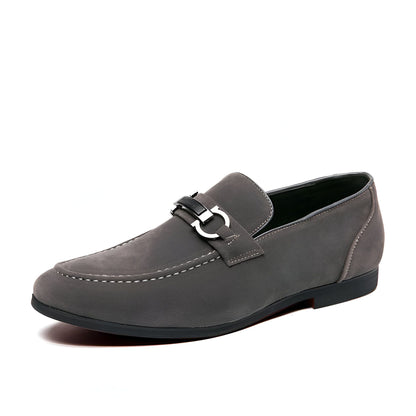LuxeStep Mocassins Daim Synthétique Chaîne Métal Homme
