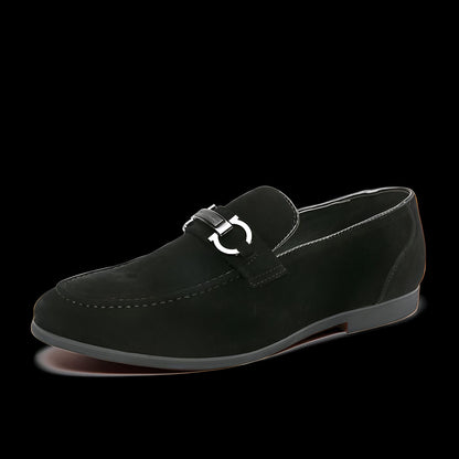 LuxeStep Mocassins Daim Synthétique Chaîne Métal Homme