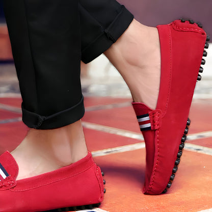 Nova Mocassins Homme Daim Rouge Élégants