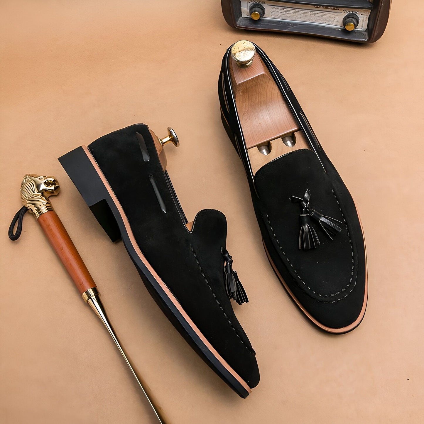 Prestige Mocassins Homme Daim Véritable à Glands Stylés