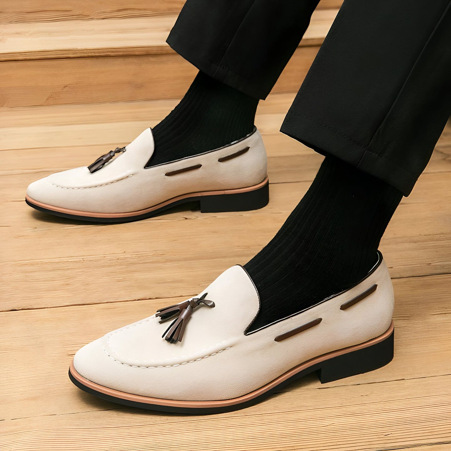 Prestige Mocassins Homme Daim Véritable à Glands Stylés