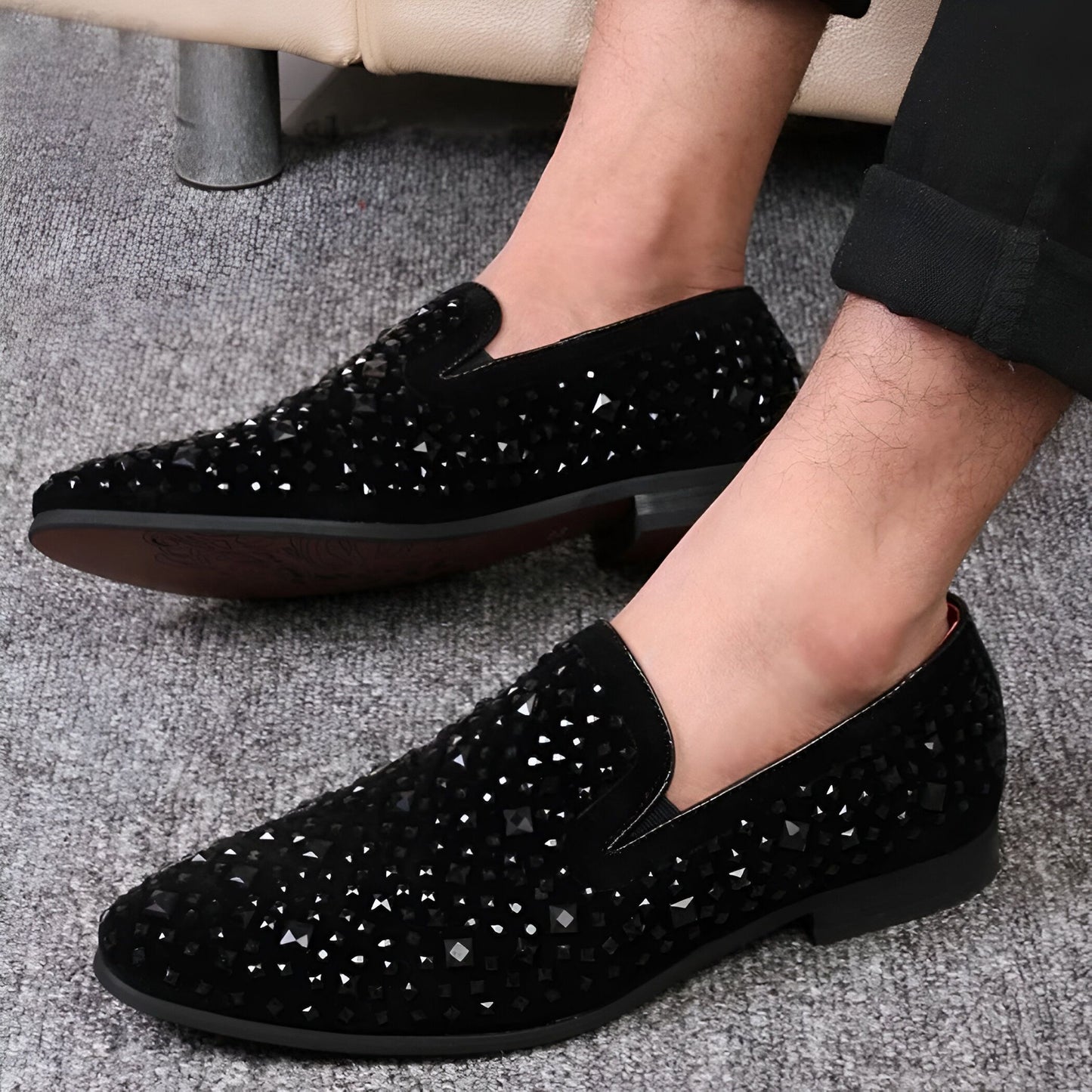 LuxSteps Mocassins Homme Paillettes Métalliques Mariage