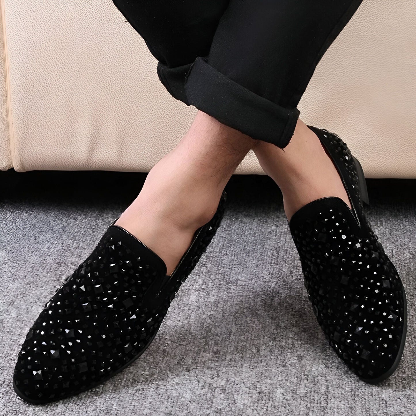 LuxSteps Mocassins Homme Paillettes Métalliques Mariage