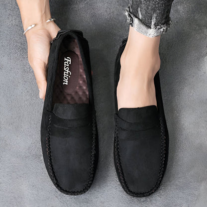 LuxMoc Mocassins Homme Effet Daim Noirs Élégants