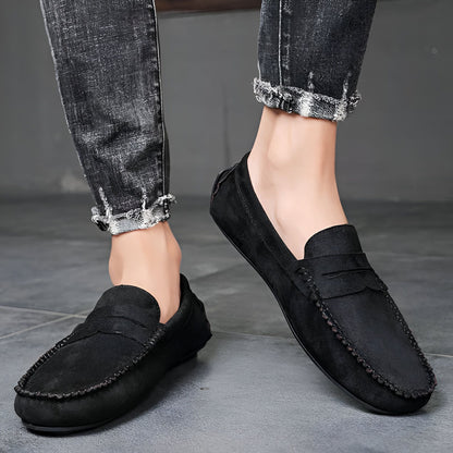 LuxMoc Mocassins Homme Effet Daim Noirs Élégants