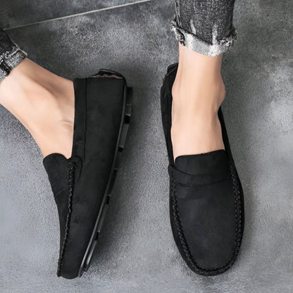 LuxMoc Mocassins Homme Effet Daim Noirs Élégants