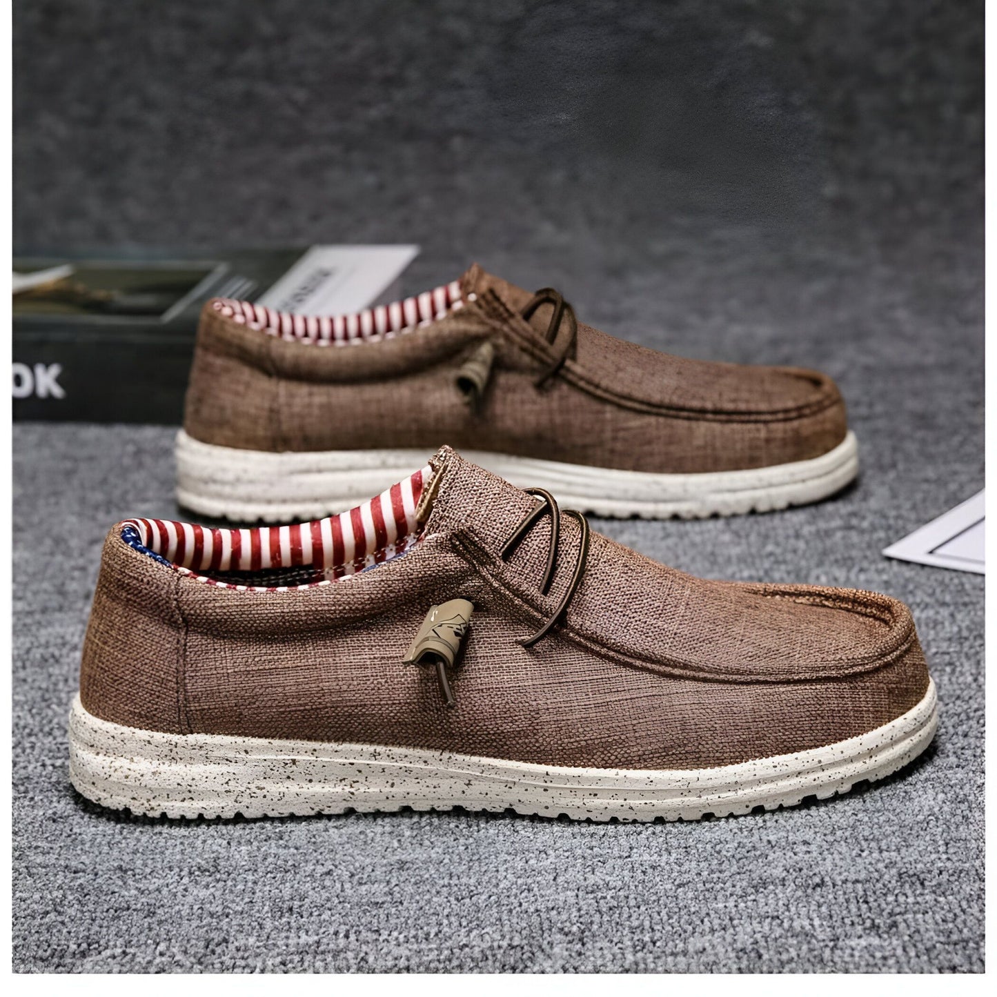 Nova Mocassins Homme Toile Confortables Grande Taille