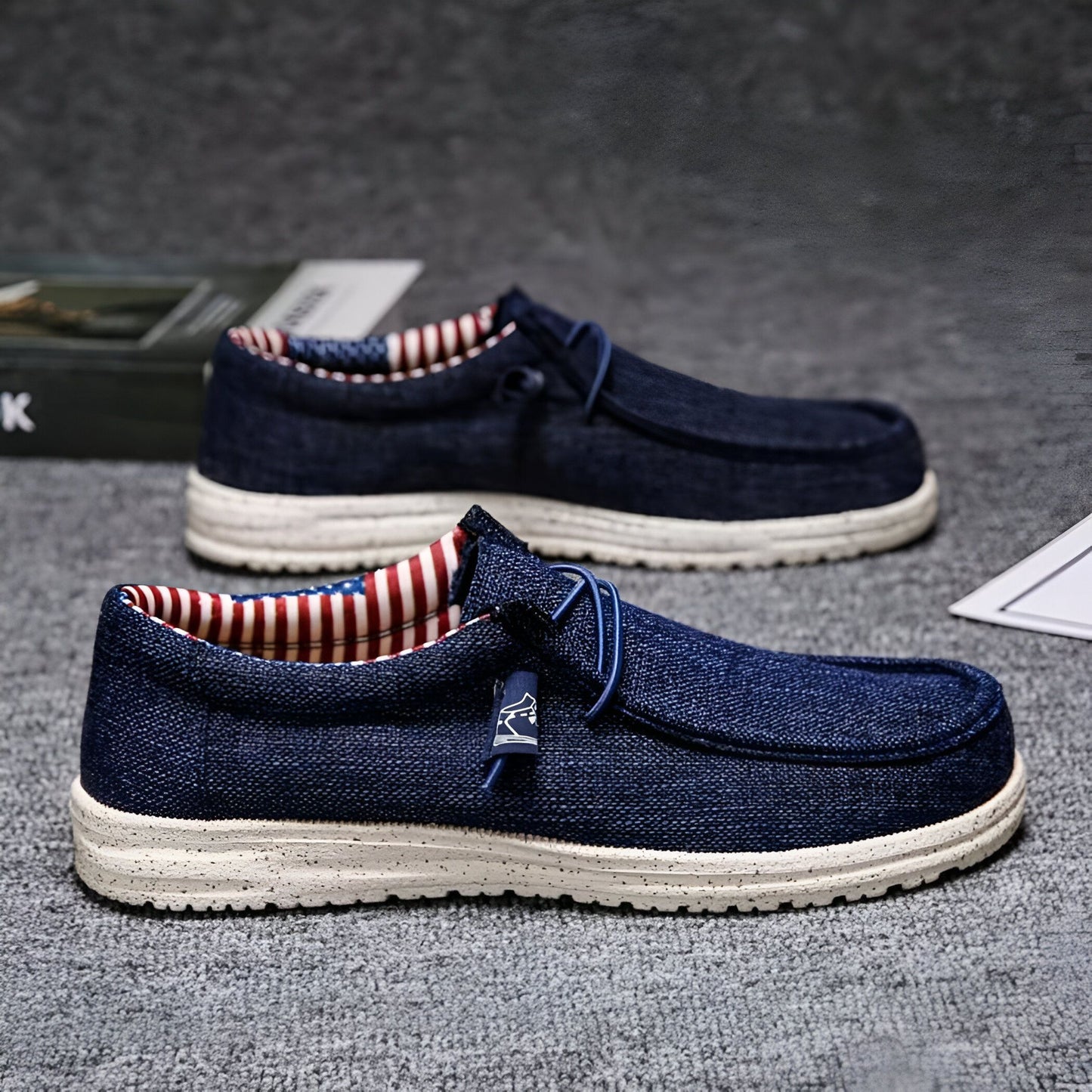 Nova Mocassins Homme Toile Confortables Grande Taille