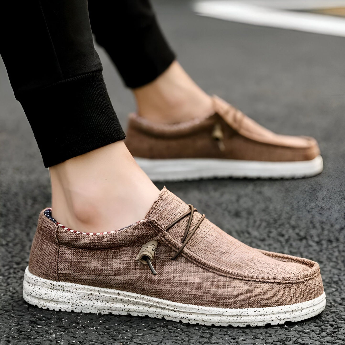 Nova Mocassins Homme Toile Confortables Grande Taille