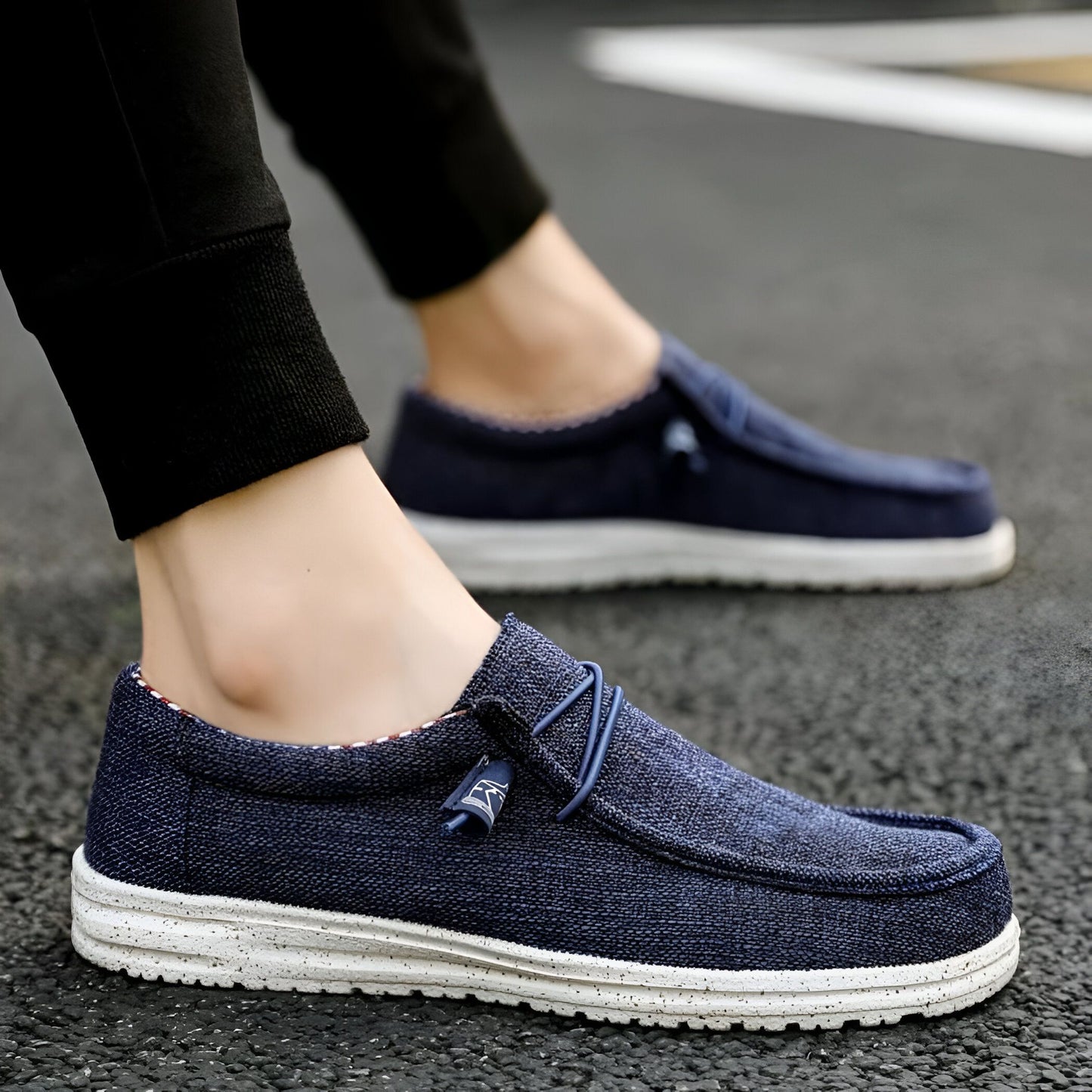 Nova Mocassins Homme Toile Confortables Grande Taille