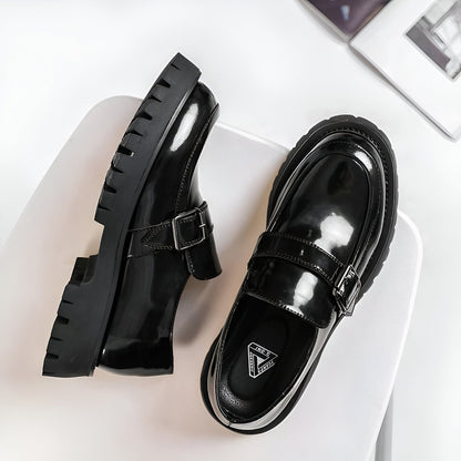 Élite Mocassins Homme Vernis Cuir Plateforme