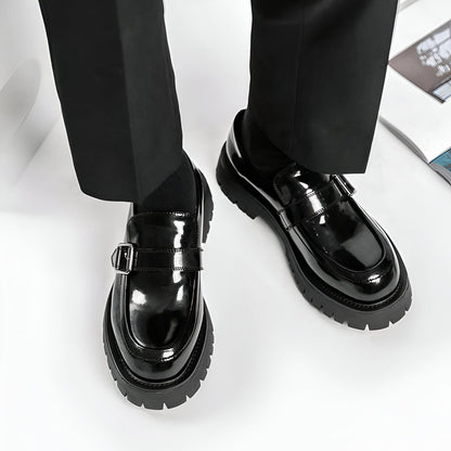 Élite Mocassins Homme Vernis Cuir Plateforme