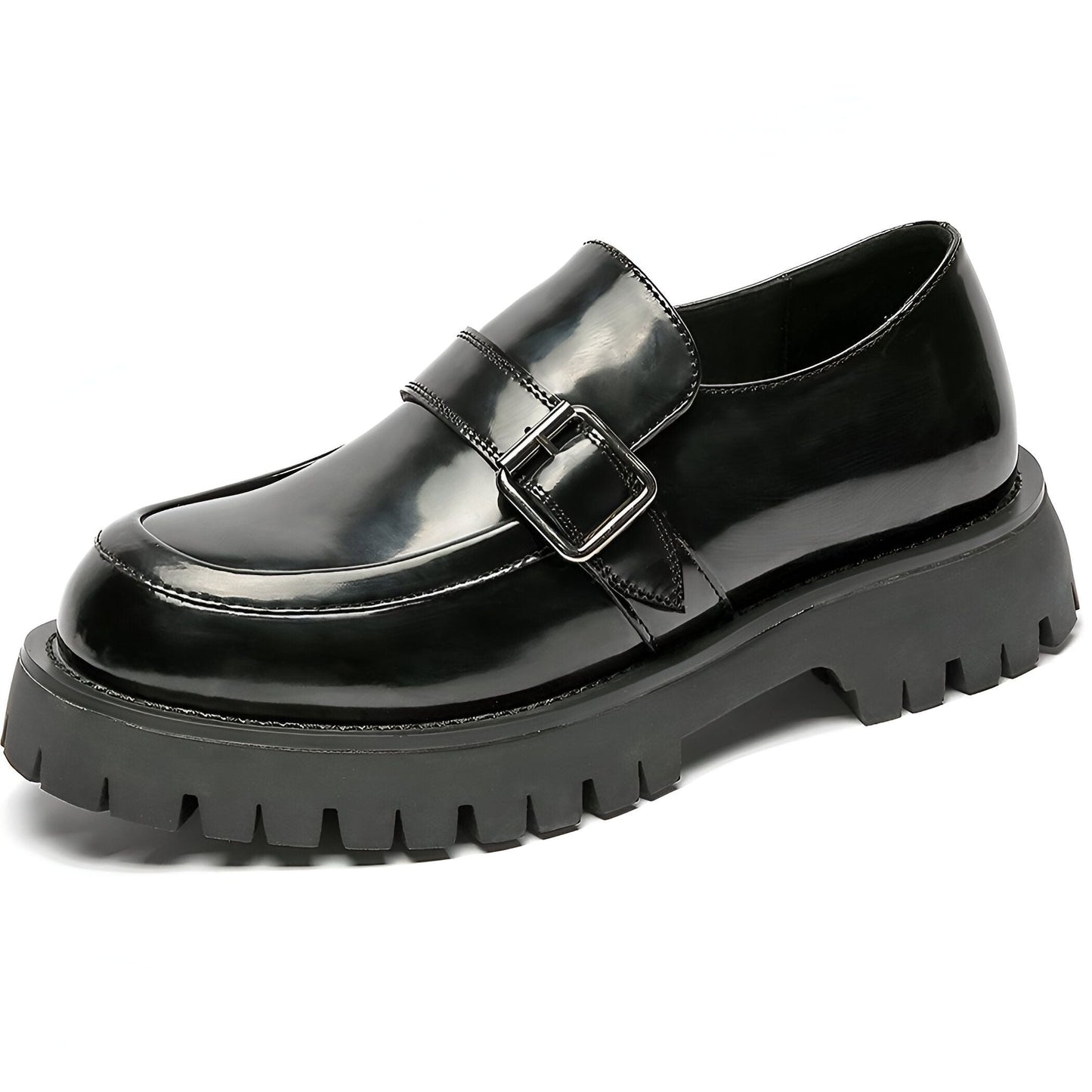 Élite Mocassins Homme Vernis Cuir Plateforme