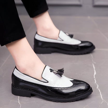 Mocassins Homme Vernis Glands Noir & Blanc Edition