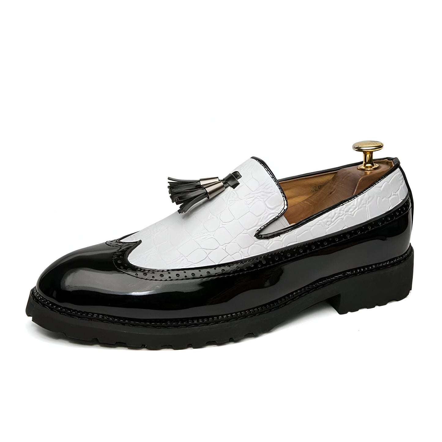 Mocassins Homme Vernis Glands Noir & Blanc Edition
