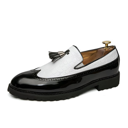 Mocassins Homme Vernis Glands Noir & Blanc Edition
