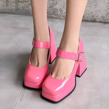 Mocassins Mary Jane Femme à Talon Carré & Plateforme