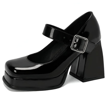 Mocassins Mary Jane Femme à Talon Carré & Plateforme