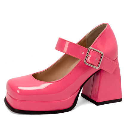Mocassins Mary Jane Femme à Talon Carré & Plateforme