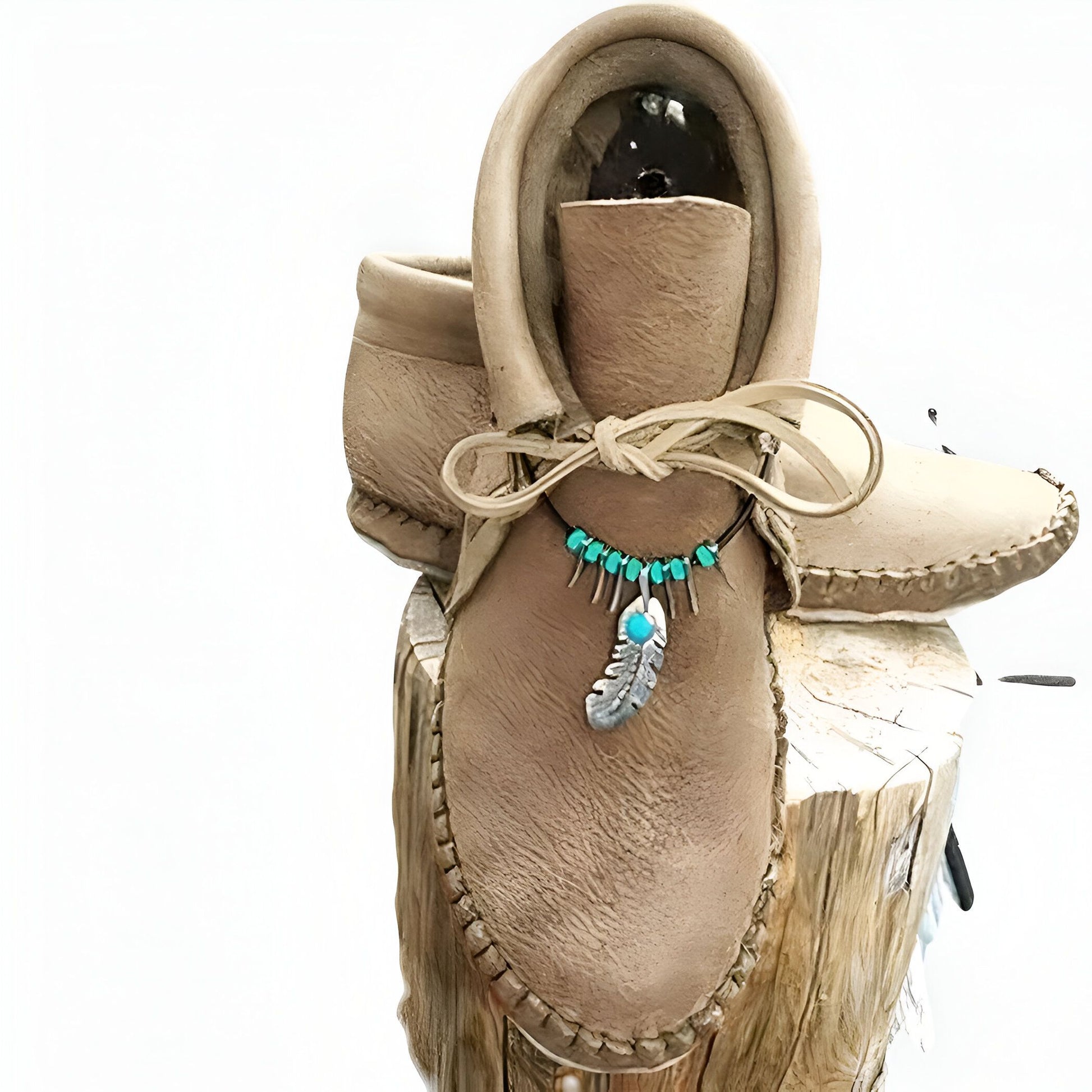 Mocassins Montants: Daim & Plumes, Style Indien