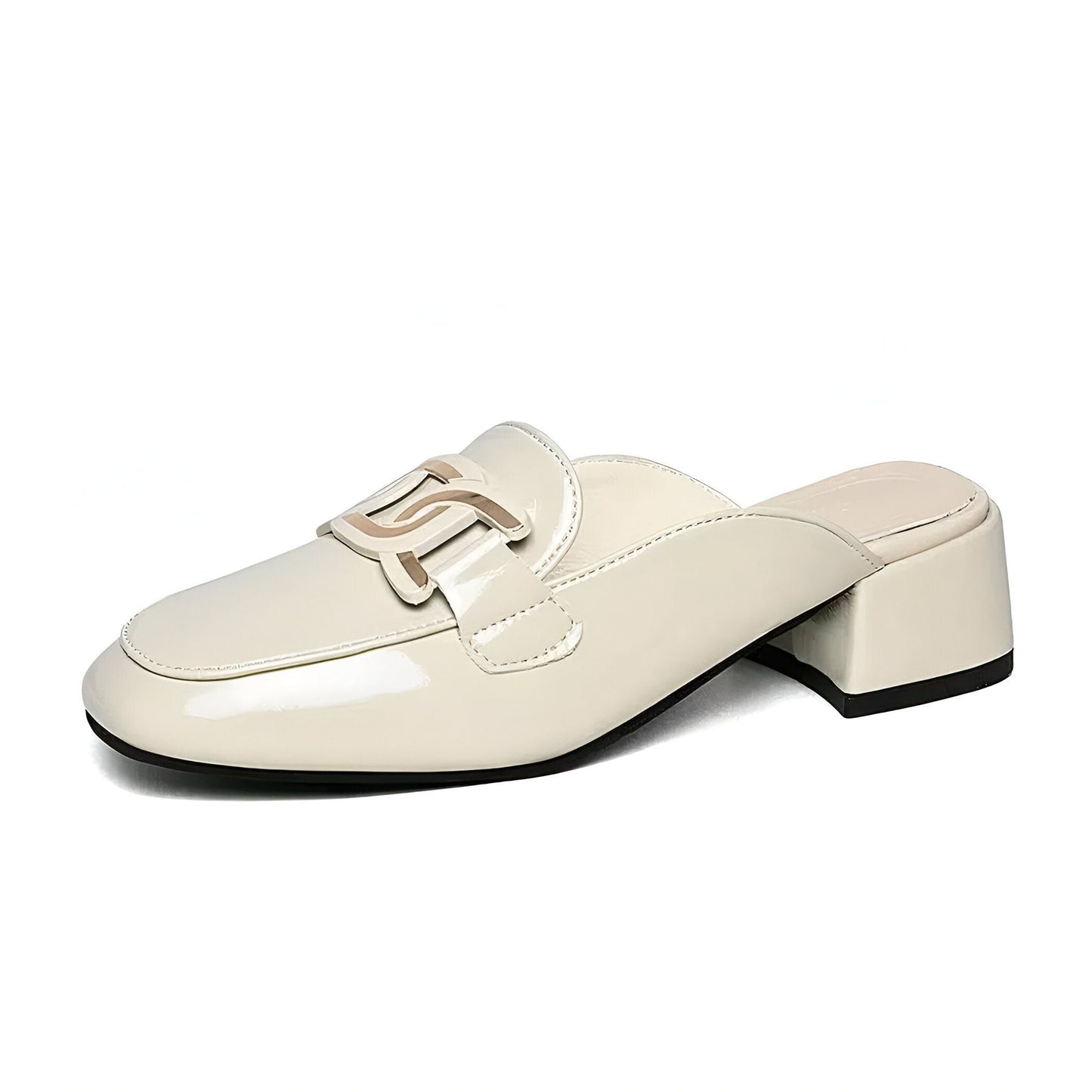 NovaChic Mocassins Mules Femme Cuir Vernis Talon Carré