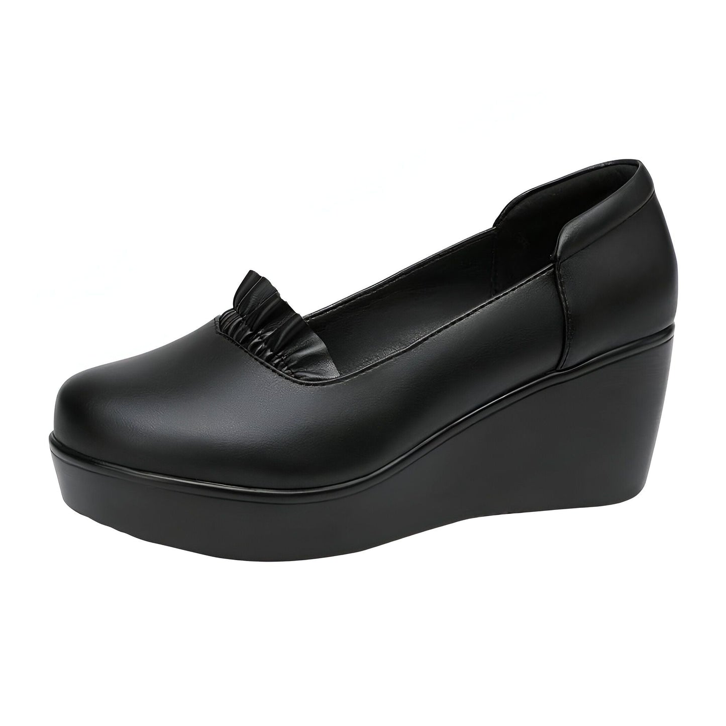 Nova Mocassins noirs à compensé femme ville