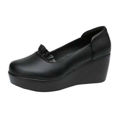 Nova Mocassins noirs à compensé femme ville