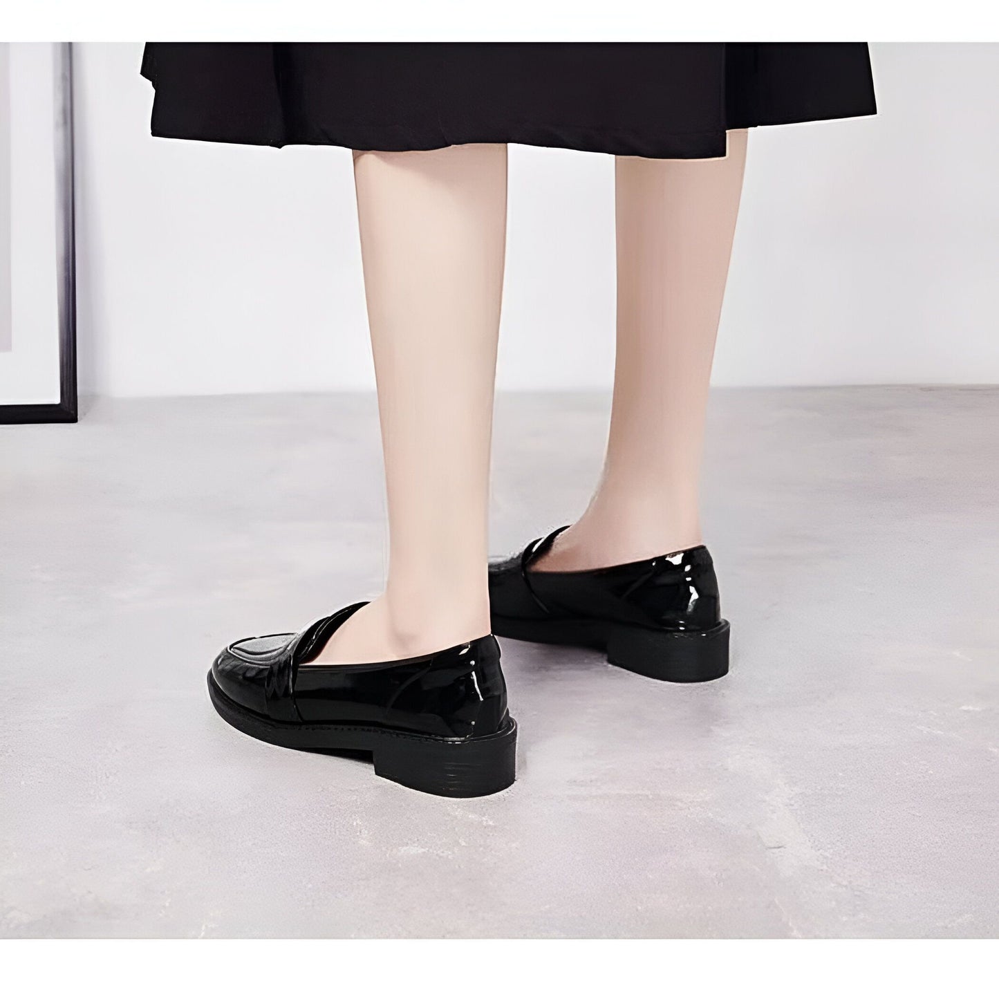 ChicLux Mocassins Noir Talons Carrés Femme Style Preppy