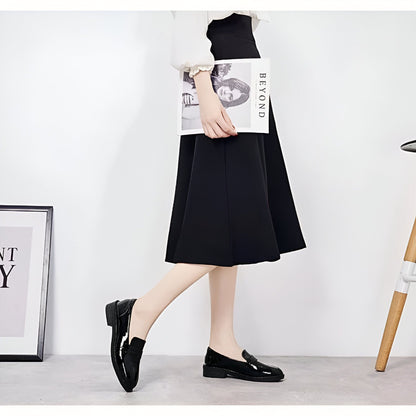 ChicLux Mocassins Noir Talons Carrés Femme Style Preppy