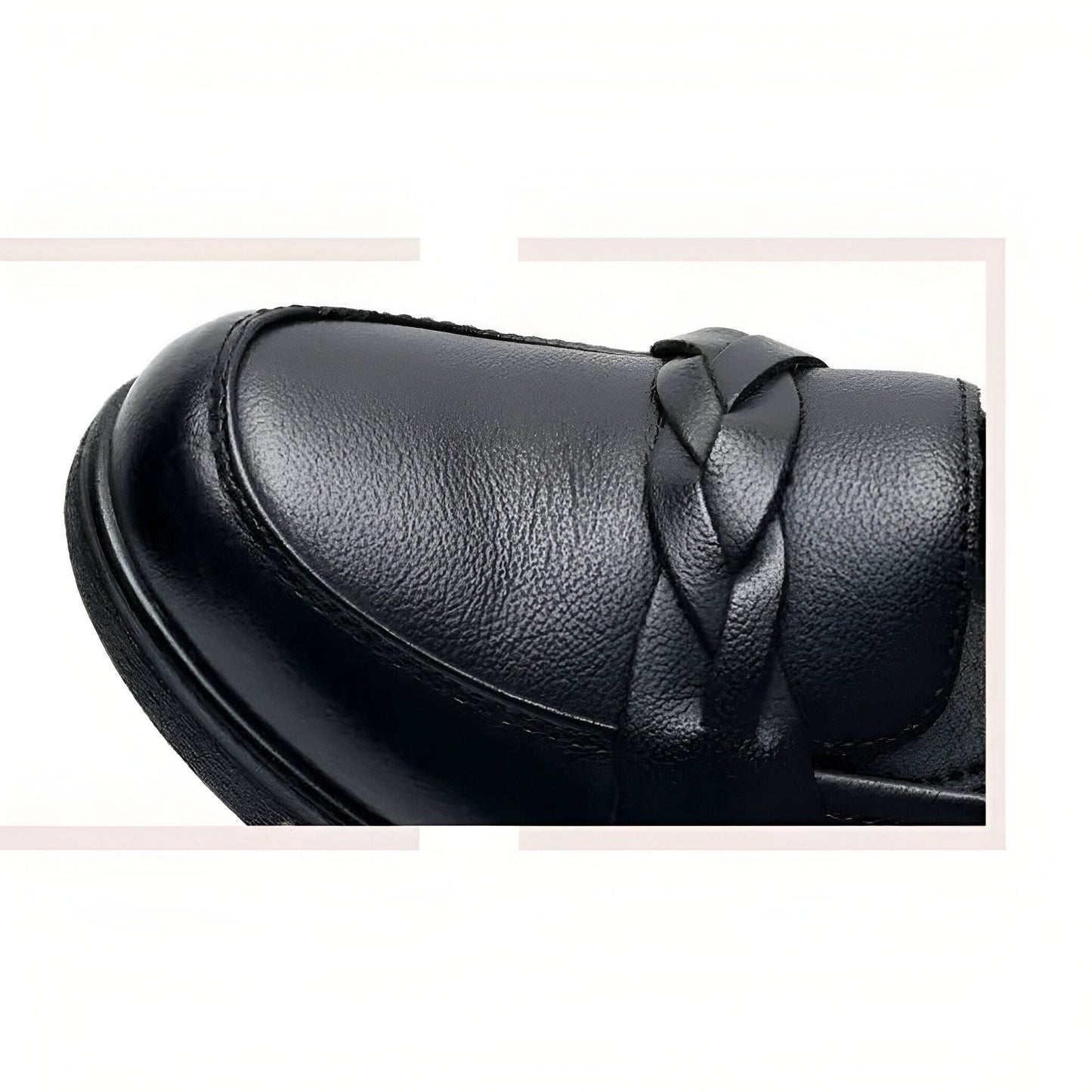 Élégance Mocassins Classiques Noirs Cuir Véritable Femme