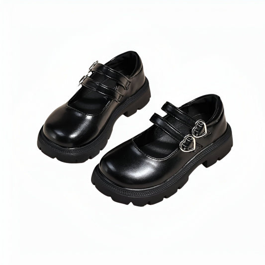 NovaX Mocassins Fille Brides Cœur Noirs Style Soigné
