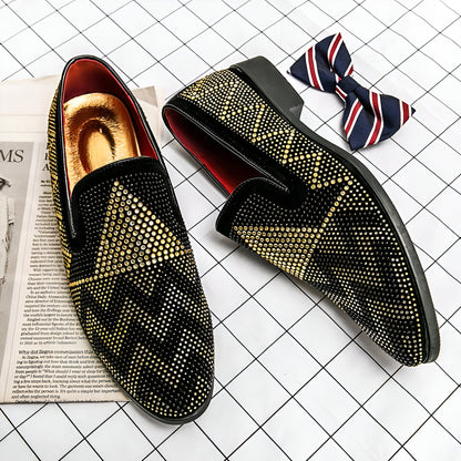 NovaMoc Mocassins noirs Homme Élégants Strass