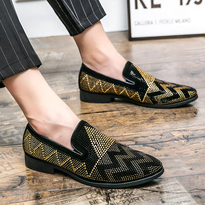 NovaMoc Mocassins noirs Homme Élégants Strass