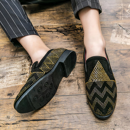 NovaMoc Mocassins noirs Homme Élégants Strass